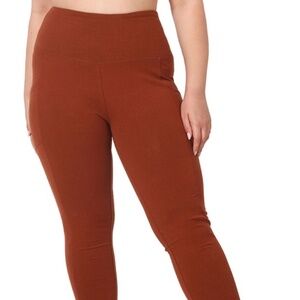 PLUS BETTER COTTON WIDE WAISTBAND POCKET LEGGINGS Dk Rust